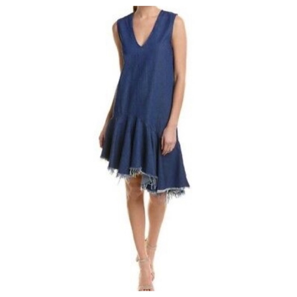 Anthropologie Asymmetrical Sleeveless Chambray Dress
